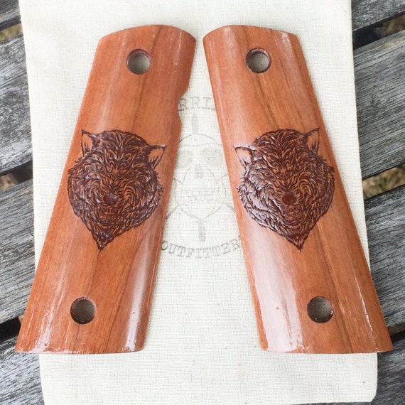 The Wolf 1911 Cherry Wood Pistol Grips Wood 1911 Grips 8784