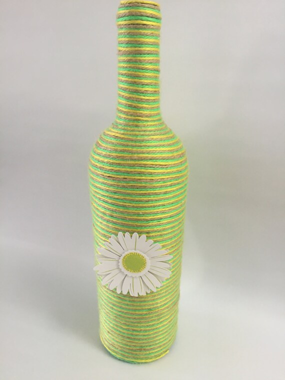 Bottle Art Hand Crafted Bottle Yarn wrapped bottle home