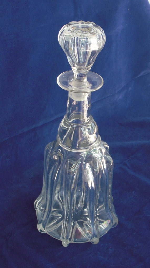 Antique Pittsburgh Glass pillar molded glint glass decanter