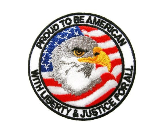 Proud to be American Eagle USA Flag Applique Iron on Patch