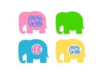 Elephant Monogram Set SVG, Studio 3, DXF, EPS and pdf Cutting Files for Electronic Cutting Machines