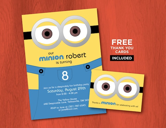 Printable MINION Birthday Invitations Personalized