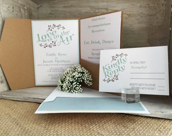 Wedding Invitation, Love is in the Air Wedding Invitation, Rustic Wedding Invitations, Wedding Invites - Invitation Sample Kit