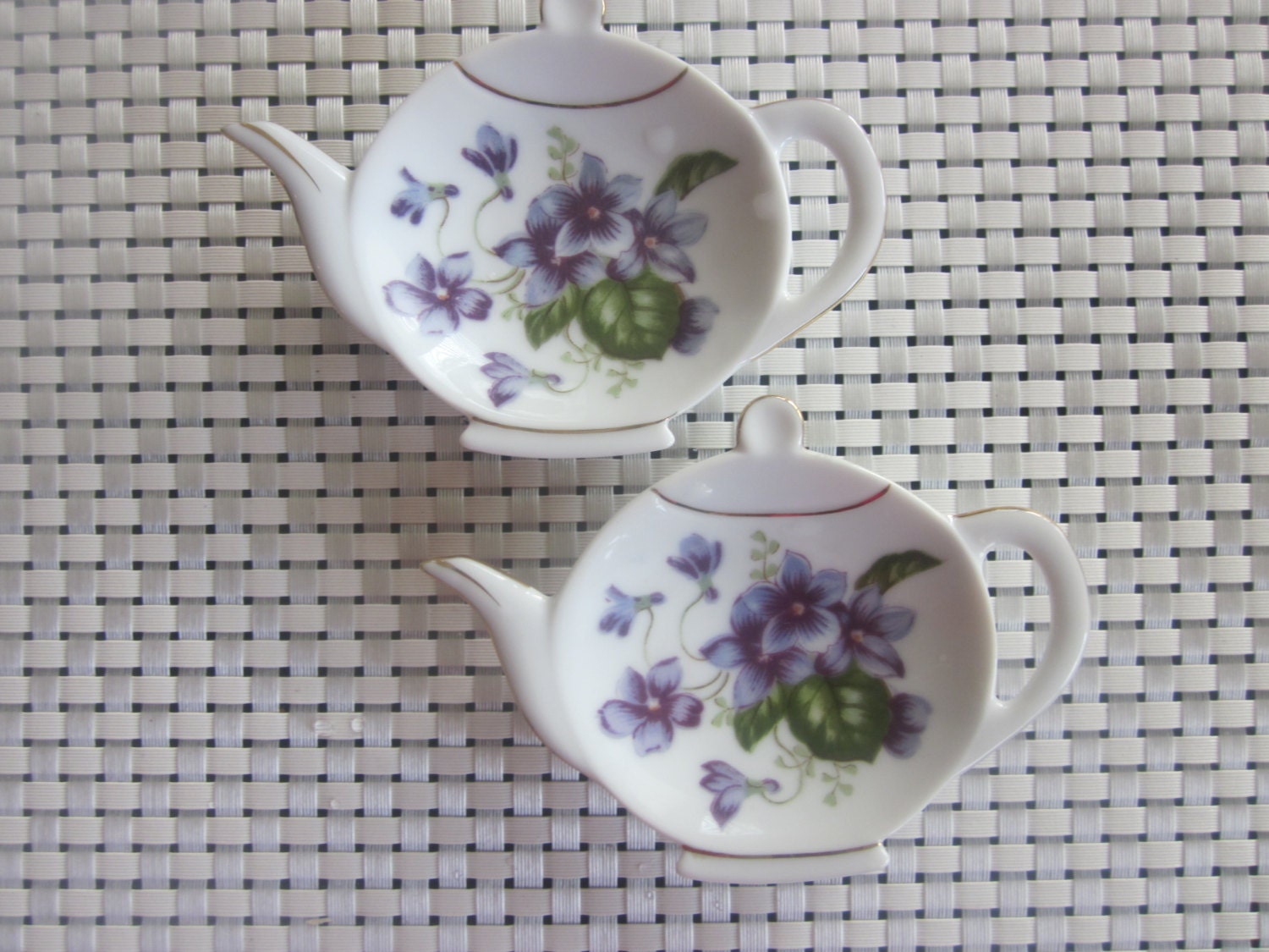 TEA BAG HOLDER Set of Two Porcelain China