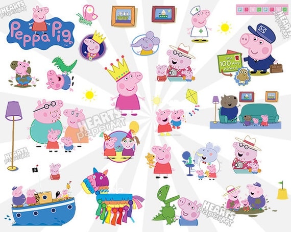 PEPPA PIG Clip Art 65 Characters & Images 300 by HeartsPaperArt