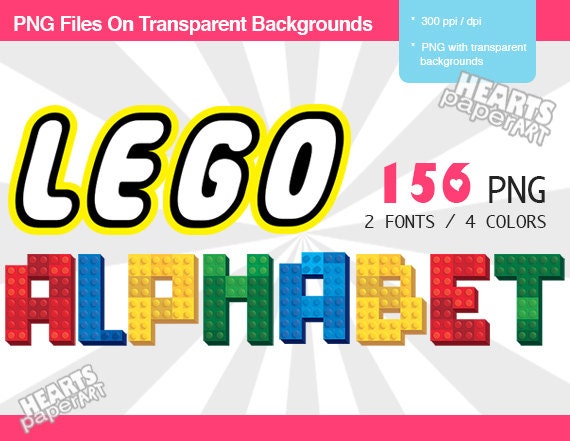 156 LEGO Alphabet PNG 300 DPI lego font Lego by HeartsPaperArt