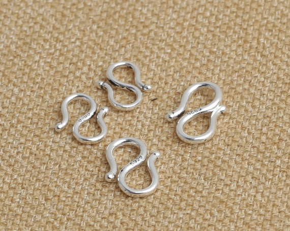 10 Pcs Sterling Silver S-Hook Clasps Small Necklace Hooks