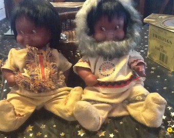 Vintage 1960's Eskimo dolls made by Regal