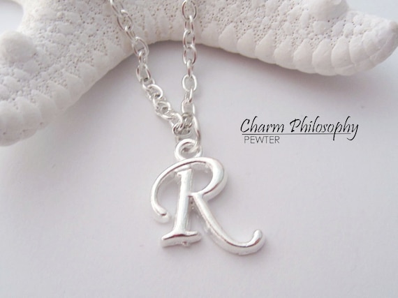 Initial Necklace Letter Necklace Alphabet Jewelry Silver