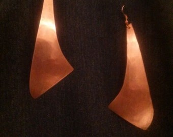 Hammered Modern Copper Earrings