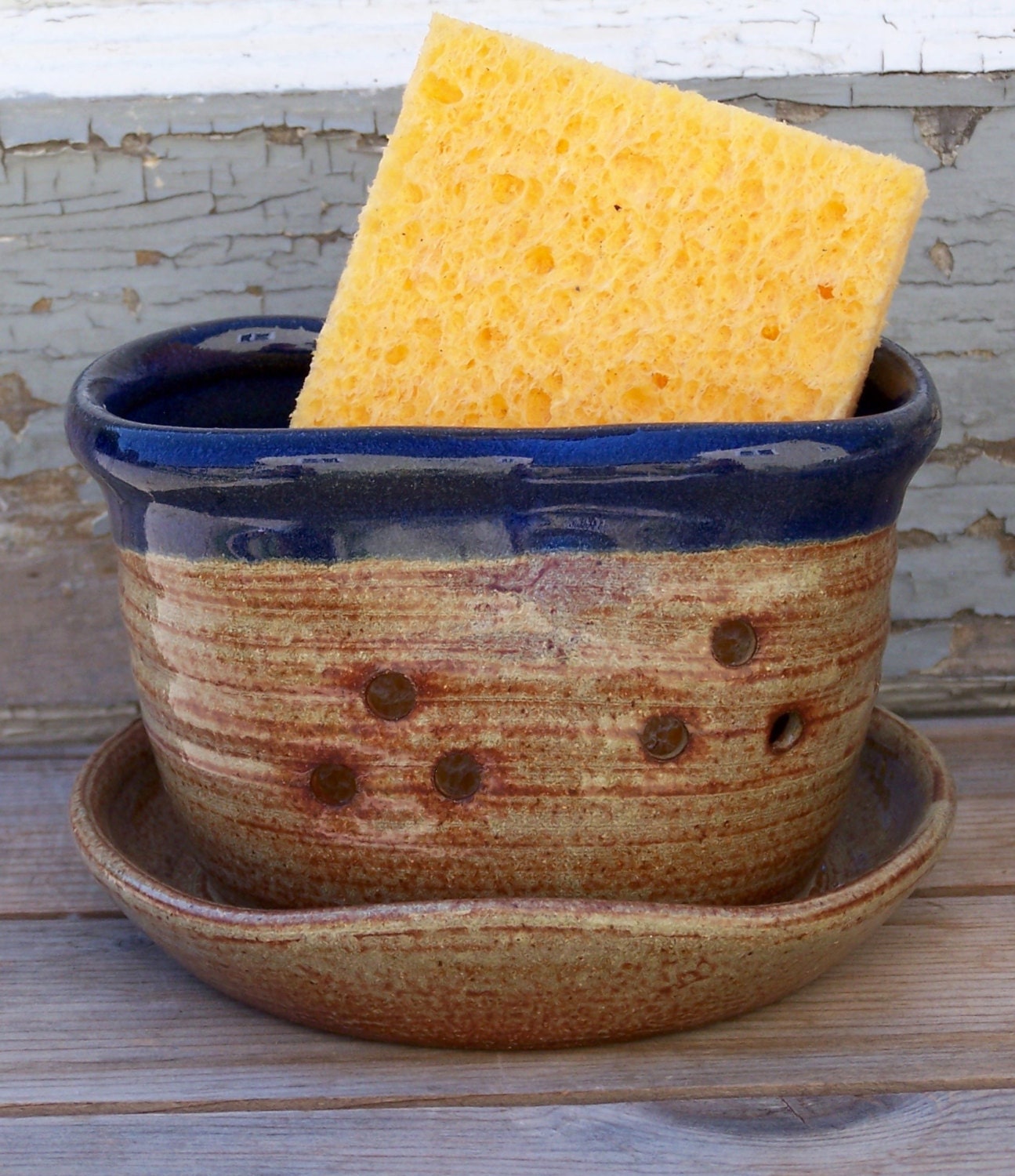 sponge holder blue/harvest gold