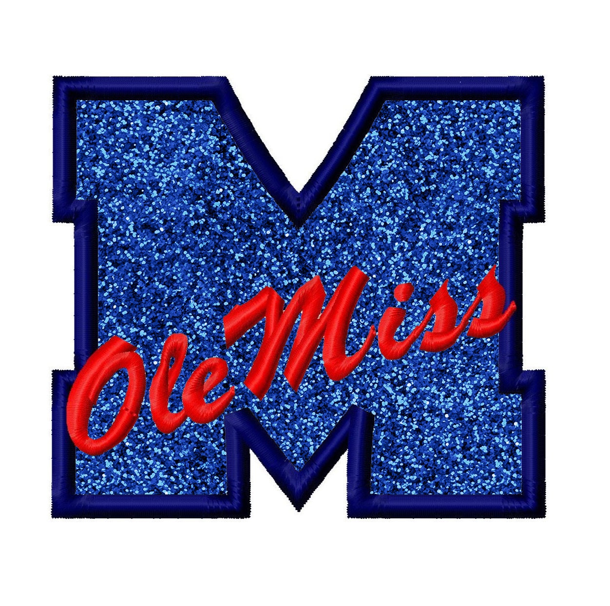 M Applique Machine Embroidery Design Ole Miss Mississippi 4x4