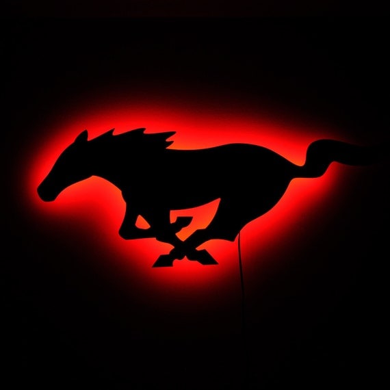 Lighted Mustang Sign Running Horse Mustang Logo as by HaloLights