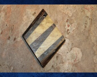 SALE Soapstone - Diamond focal or pendant. Large 40x55mm. Brown and tan carved stone bead. #SOAP-006