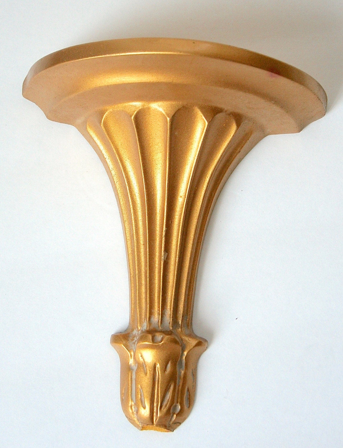 Vintage Gold Wooden Floating Wall Shelf Wood Sconce Half on Wooden Wall Sconce Shelf id=77698