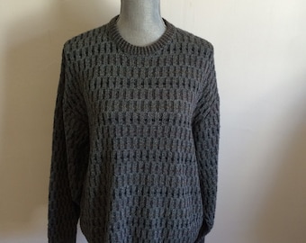 L Grey Knit Italian Sweater Pronto-uomo Firenze Large