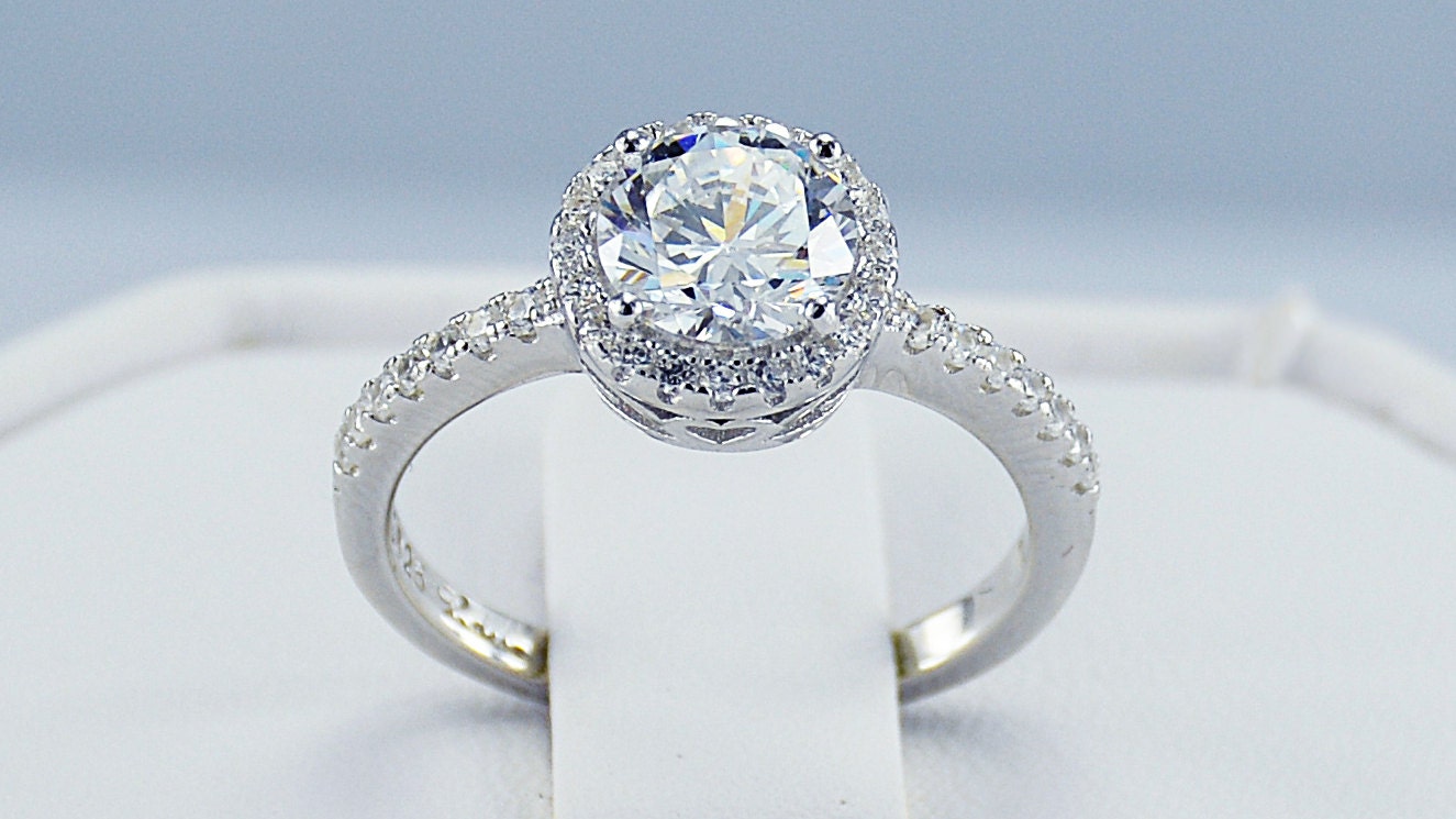 Platinum Plated Sterling Silver Simulated by 6GrapeFineJewelry