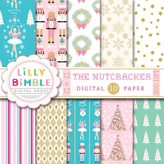 The Nutcracker digital scrapbook papers Christmas paper