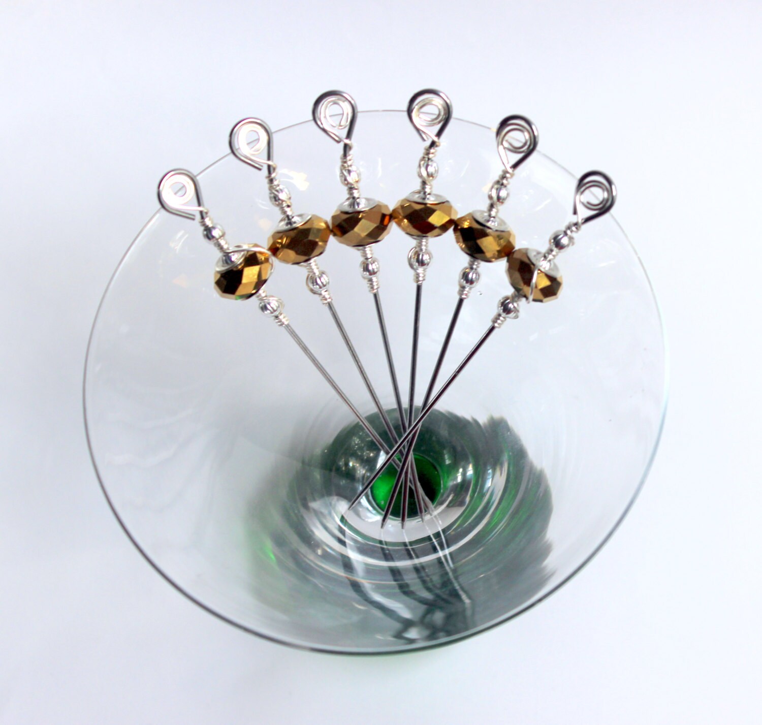 Gold Faceted Stainless Steel Cocktail Picks Appetizer Picks