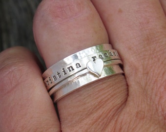Spinner Ring Personalized Ring Sterling Silver Jewelry Hand Stamped Ring