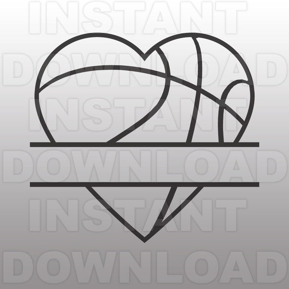 Download Basketball Heart Split Monogram SVG File Commercial