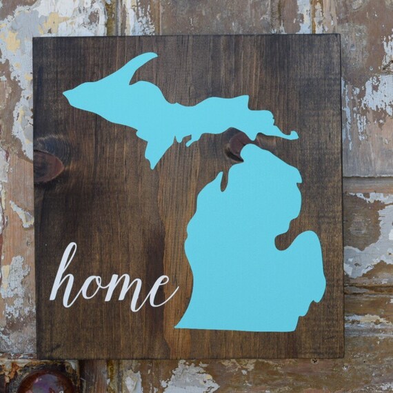 Items similar to Michigan Home Sign Wood Sign Michigan Sign on Etsy