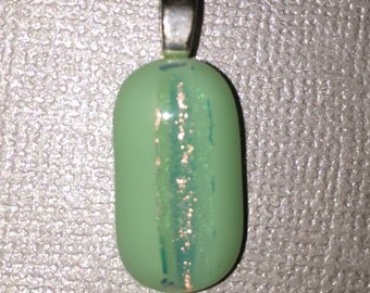 Petite oval dichroic fused glass pendant