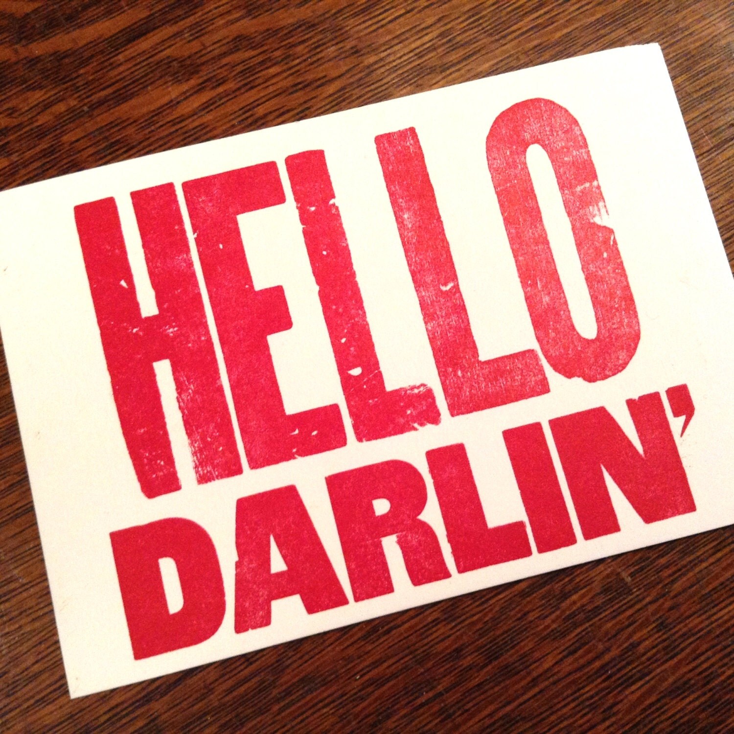 HELLO DARLIN' 6 hand printed letterpress mini prints post