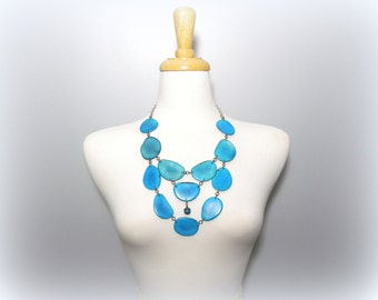 Sky Blue Eco Friendly Tagua Nut Necklace Bib with Free USA Shipping #taguanut #ecofriendlyjewelry