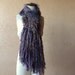 Purple Knit Purple Scarf Wrap Purple Shawl Grey Purple Shawl with Taupe, Sage Green and Forest Green, Long Fringe Shawl