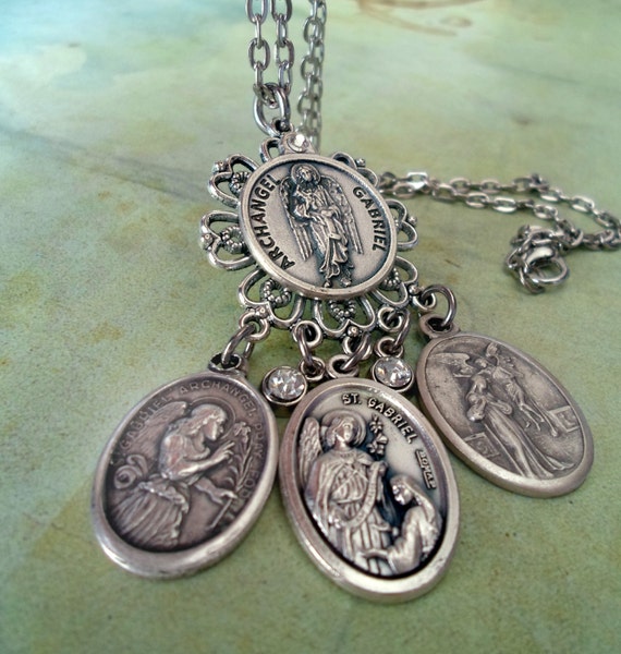 Archangel Gabriel Amulet Necklace St. Gabriel The by MarysPrayers