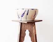 Vintage Pottery Bowl - splatter, indigo, fruit bowl