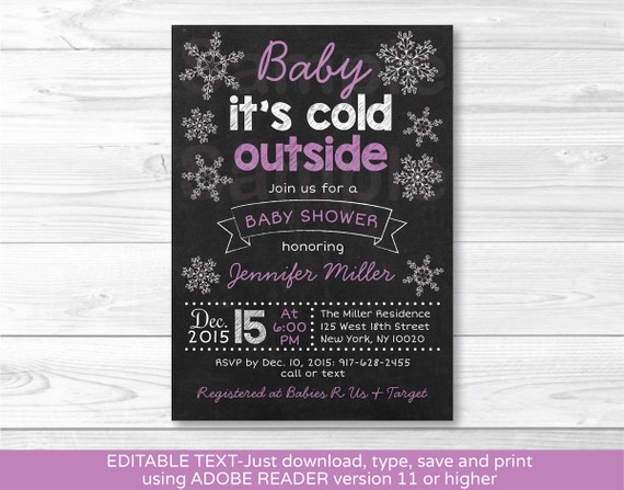 Baby Its Cold Outside Purple Snowflake Baby Shower Invitation Editable Pdf Ebay Baby It S Cold Outside Invitation Template