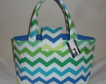 Large Michael Miller Lagoon Chevron Diaper Bag Tote