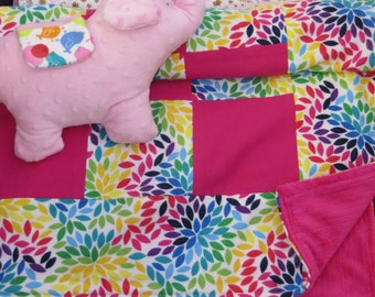 patchwork quilts_patchwork blankets_bright rainbow petals