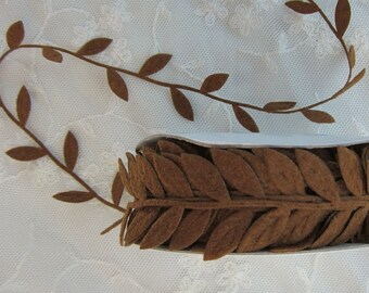 3yds BROWN Fabric Leaf Vine Ribbon Trim Scrapbooking Quilts Clothing Bridal Hair Accessory