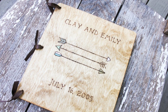 Custom Wedding Guest Book - Rustic Arrows by LazyLightningArt