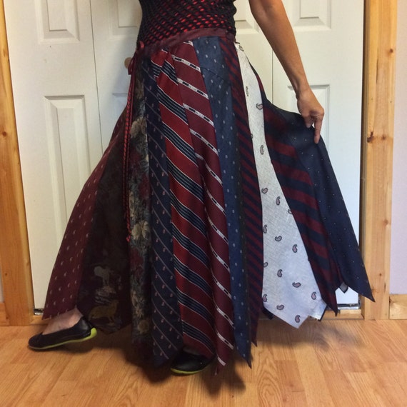 Recycled Necktie Skirt/Plus Size Long Skirt/Silk Tie by sewsomer