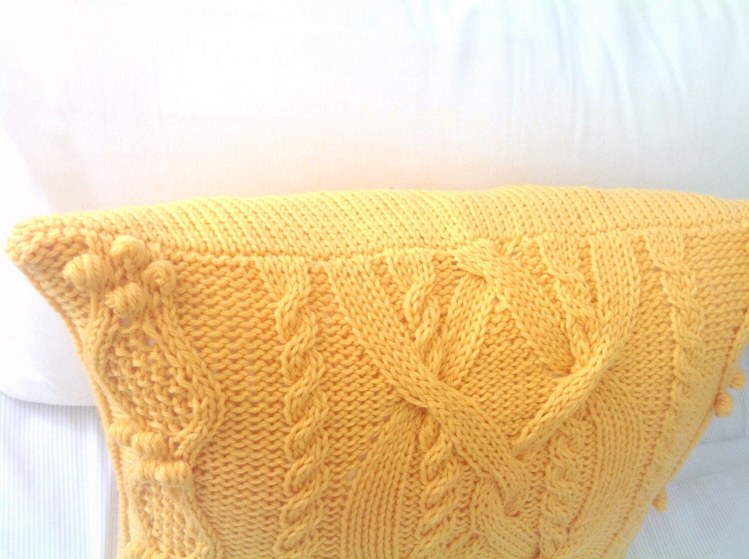 Yellow Pillow Cover Cable Knit Pillow Sham Sweater Pillow