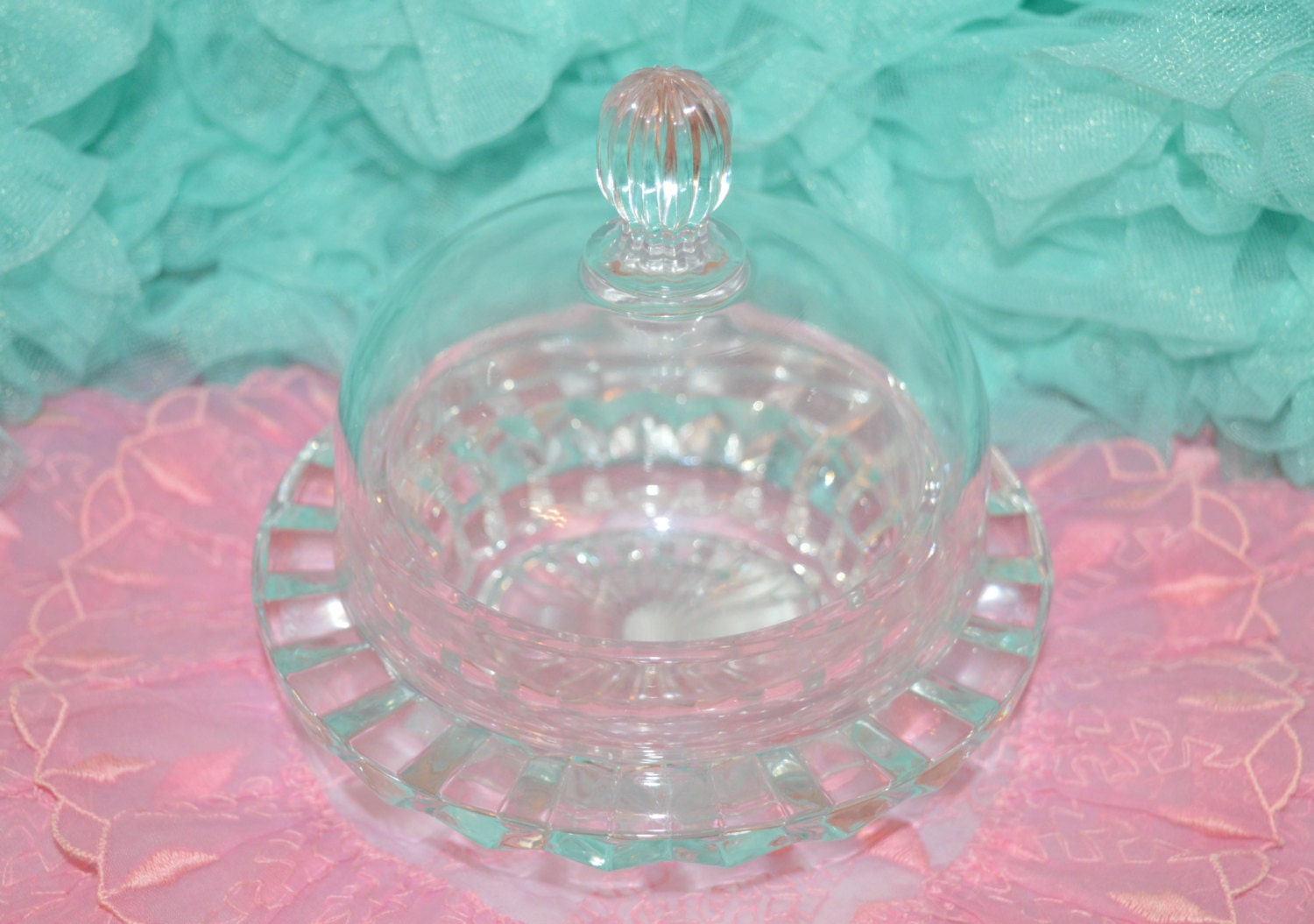 VINTAGE MIKASA CRYSTAL large fancy lemon curd or jelly server for tea