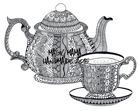 Items similar to Tea Set Coloring Page on Etsy