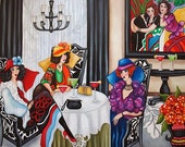 Fine Art Print, Still Life, Figurative, Art Deco Fashion, Ladies Luncheon, Party, Matisse, Chandelier, Red Flowers, k Madison Moore Fine Art Print, Still Life, Figurative, Art Deco Fashion, Ladies Luncheon, Party, Matisse, Chandelier, Red Flowers, k Madison Moore