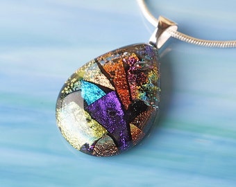 Handmade Dichroic Fused Glass Necklace