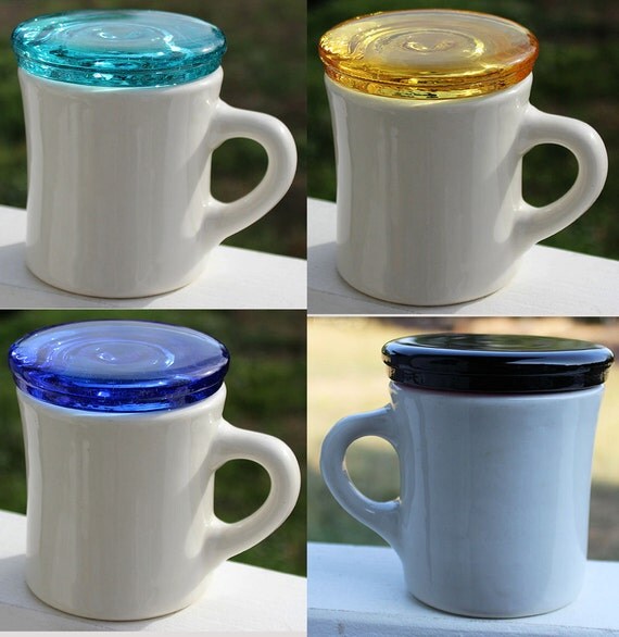 Recycled Glass Mug Cover Tea Cup Lid Coffee Lovers Gift