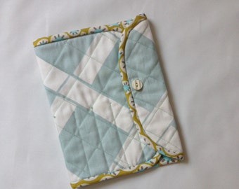 Crochet Hook Case for large handled hooks, seafoam green blue, quilted wallet storage for tools, travel organizer, gift for crocheter, soft