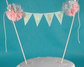 Mint Cake topper, Coral, mint, gold baby shower, baby banner, "BABY" L272 - baby bunting cake banner