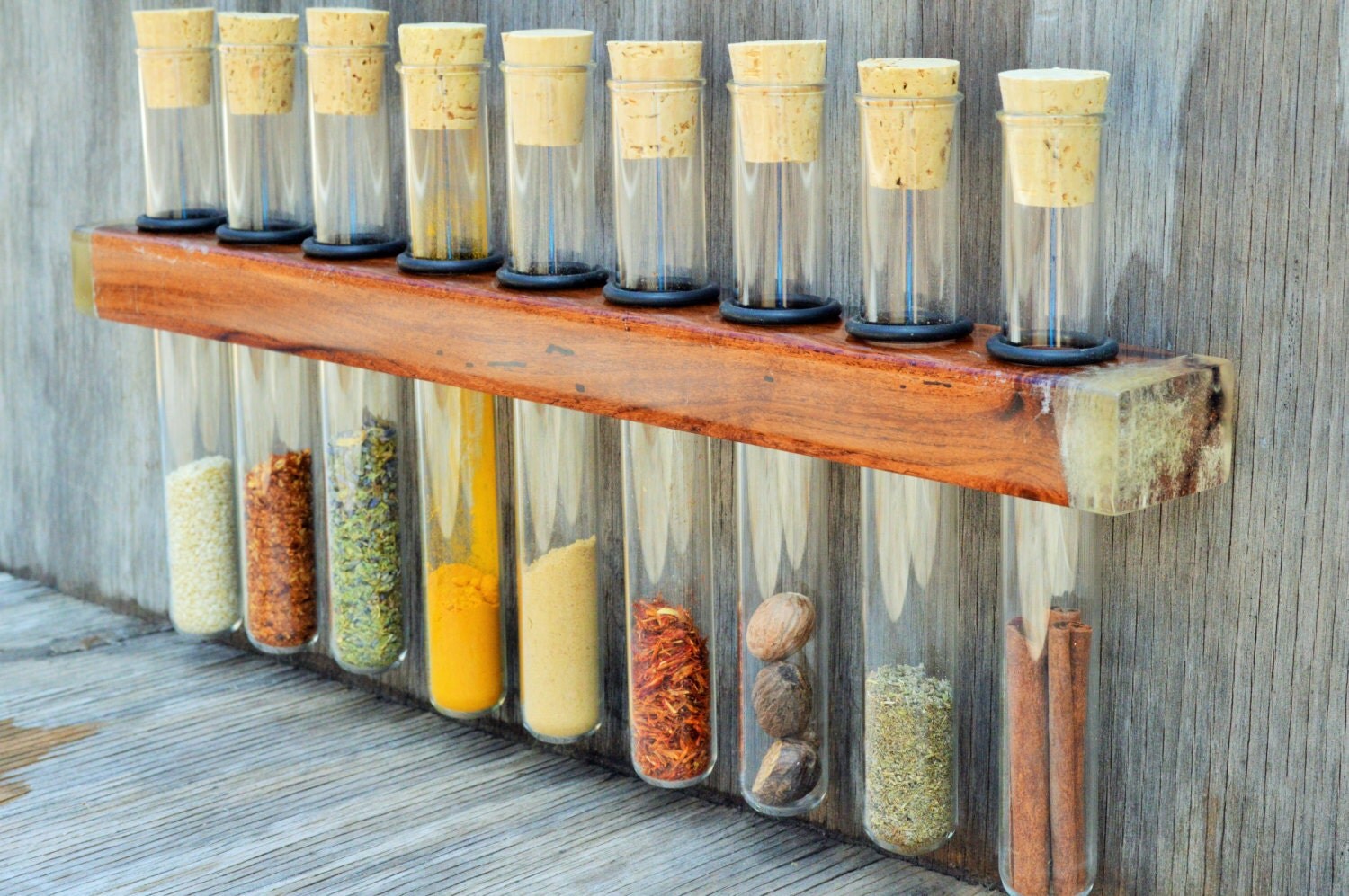 Resin Encased Mesquite Test Tube Spice Rack