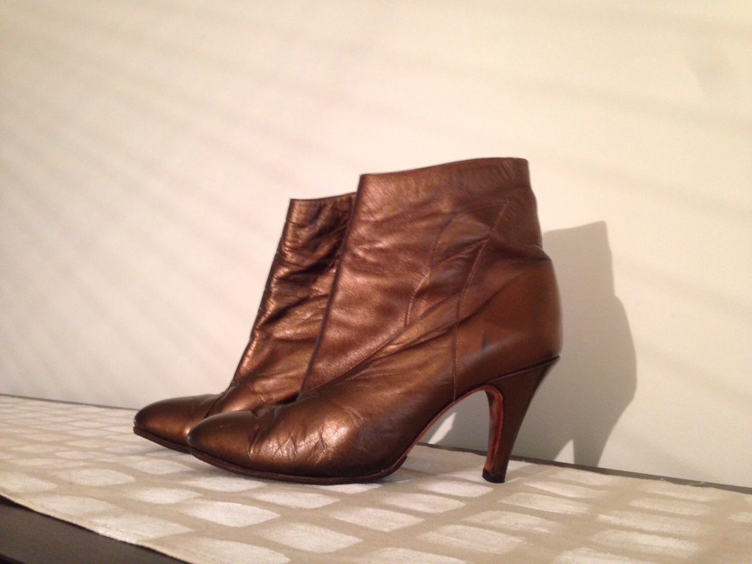 Bronze Vintage Leather Ankle Boots