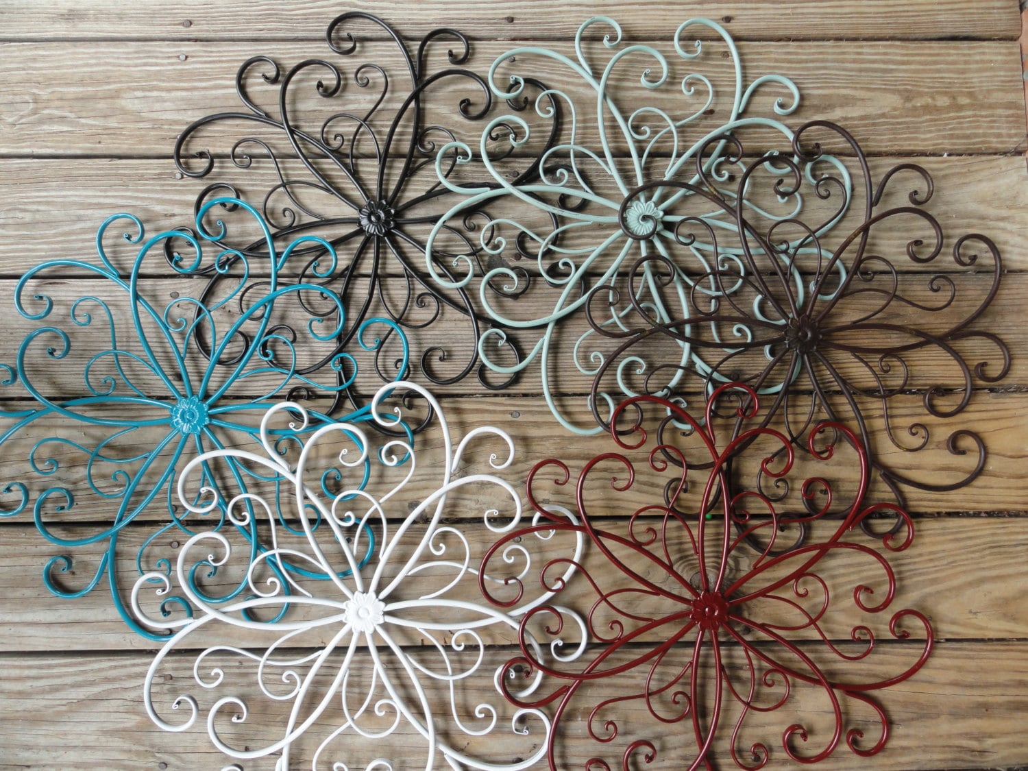 Cottage Chic Metal Wall Decor Beachy Beach Turquoise