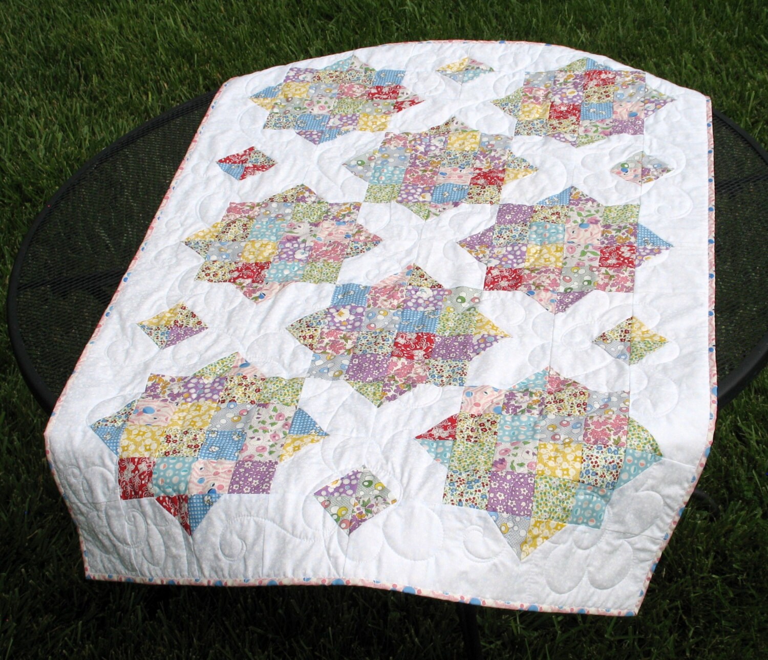 Cottage Chic Small Throw Quilt Lap Quilt Crib Quilt by fabric406